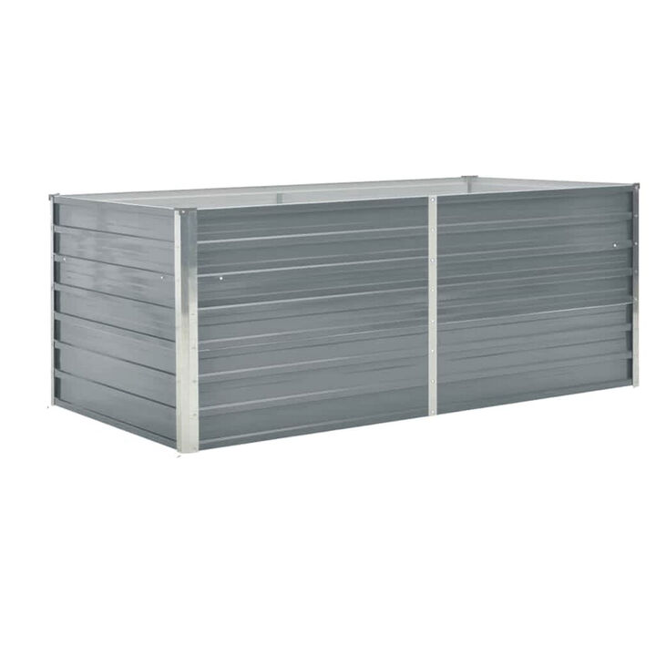 Raised Garden Flower Bed, 32 x 63 Galvanized Steel Gray, Rectangular - Benzara