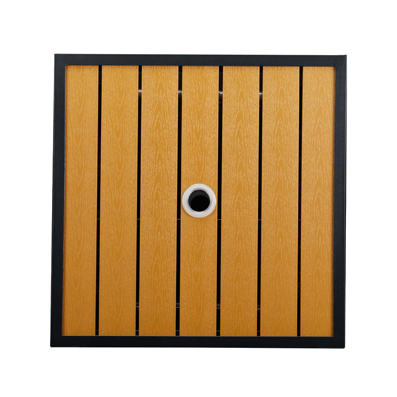Outdoor Wicker Side Table with Umbrella Hole and Storage Shelf