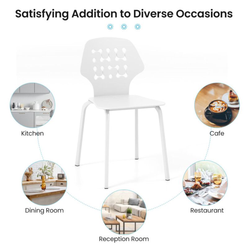 Hivvago Set of 4 Metal Dining Chair with Hollowed Backrest and Metal Legs