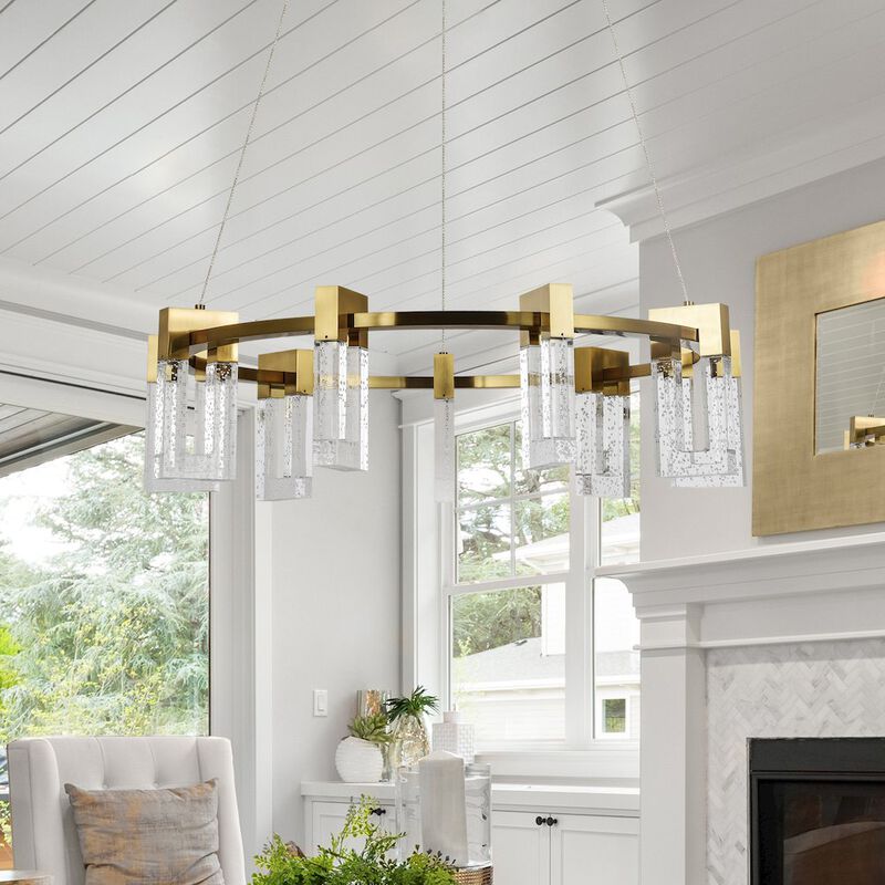 VONN Lighting 9-Light Pendant Lighting Height Adjustable Integrated LED Circular Chandelier