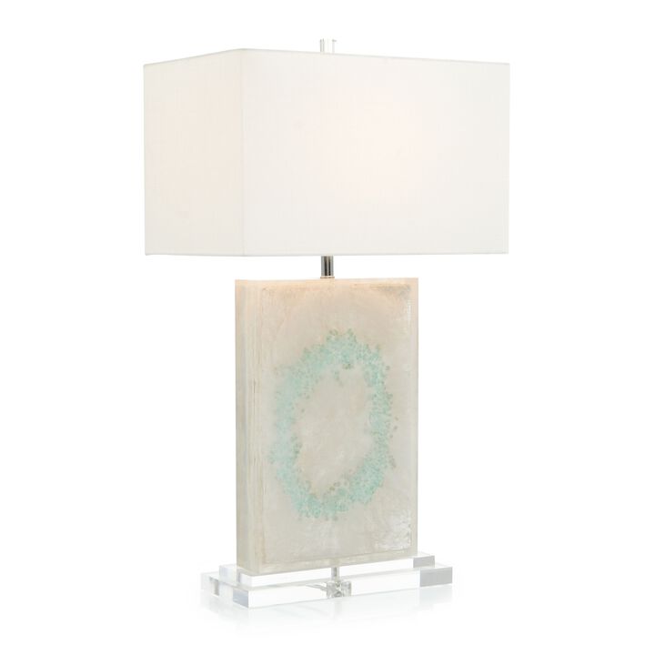 Turquoise quartz with silver leaf table lamp