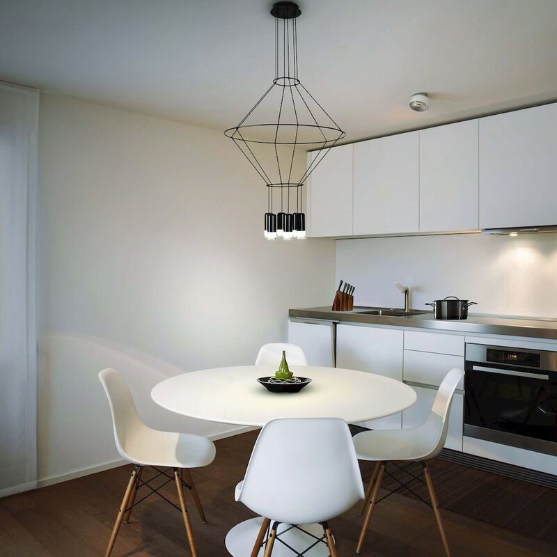VONN Lighting 6-Light Integrated LED Height Adjustable Circular Pendant Lighting Black