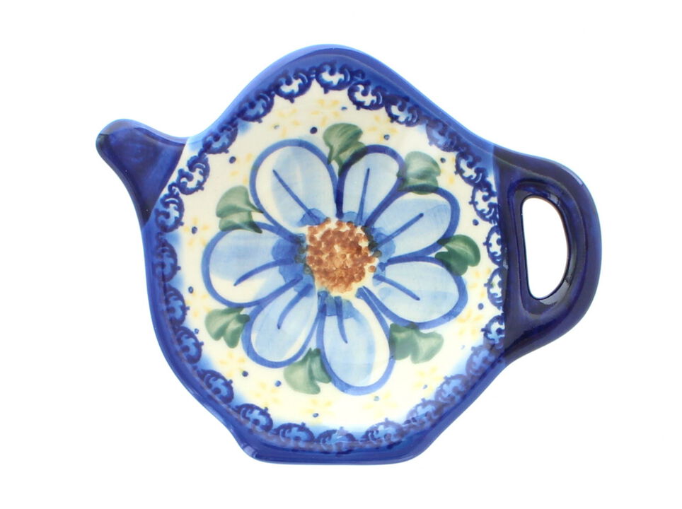 Blue Rose Polish Pottery Daisy Surprise Tea Bag Holder