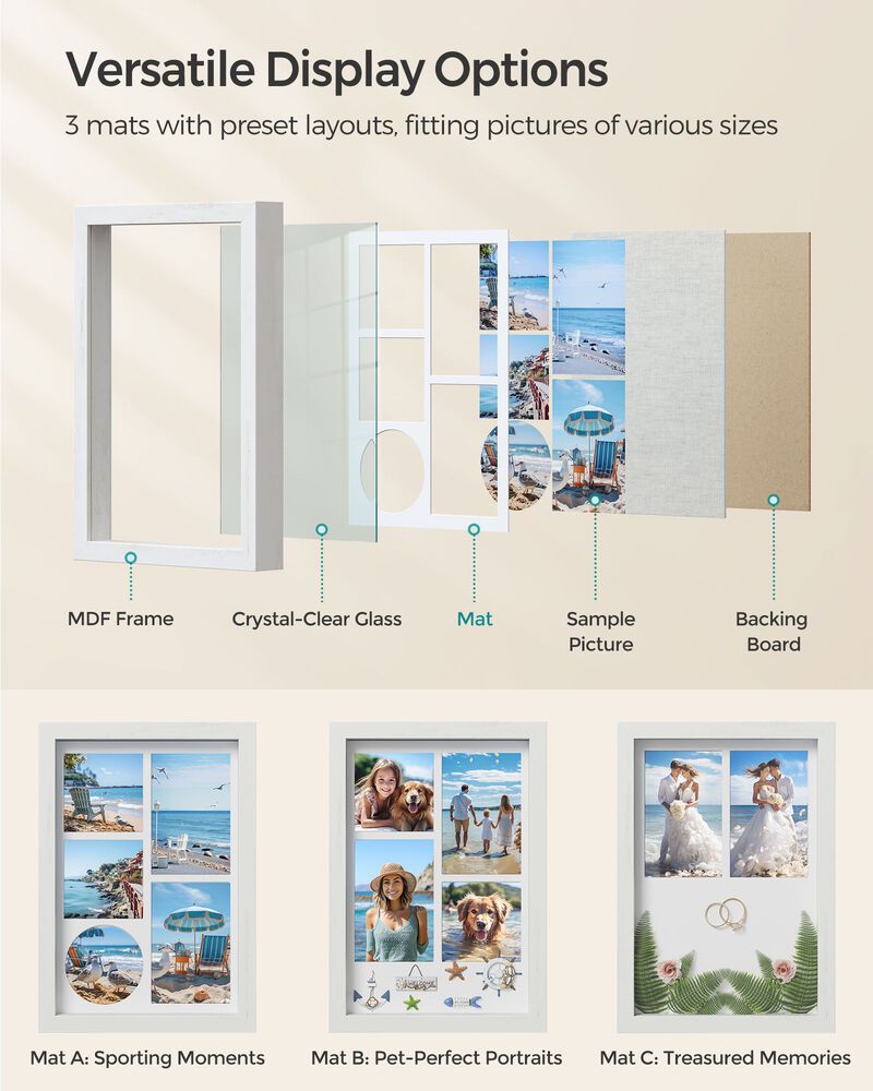Box Picture Photo Frame with 8 Wood Push Pins