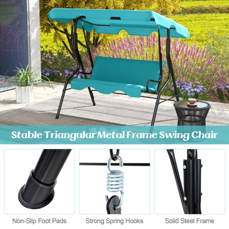 Hivvago 3 Seat Outdoor Patio Canopy Swing with Cushioned Steel Frame