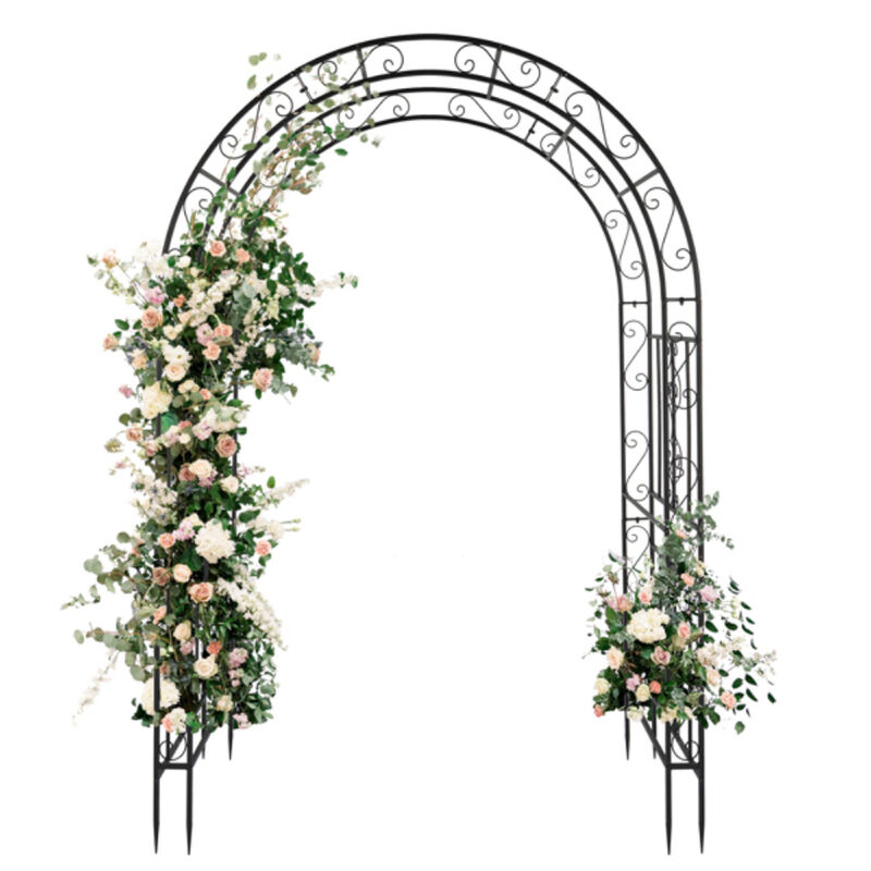Iron Art Double Layer Arch, Arc Top Iron Arch for Garden, Patio, or Event Decor