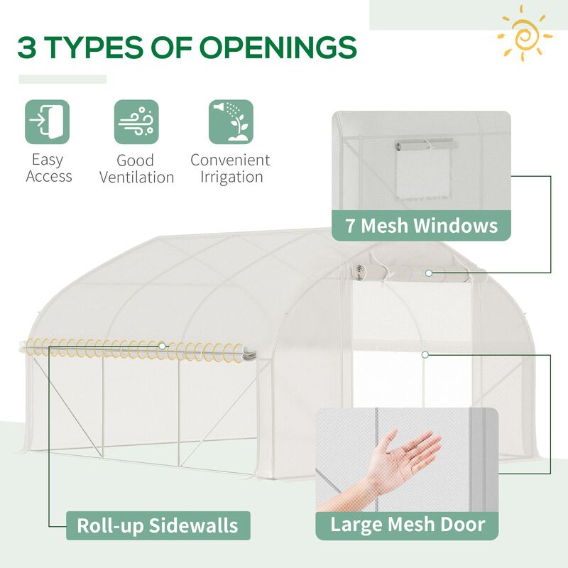 Greenhouse Structure: 11.5' Tunnel with Steel Hoops & Mesh Door