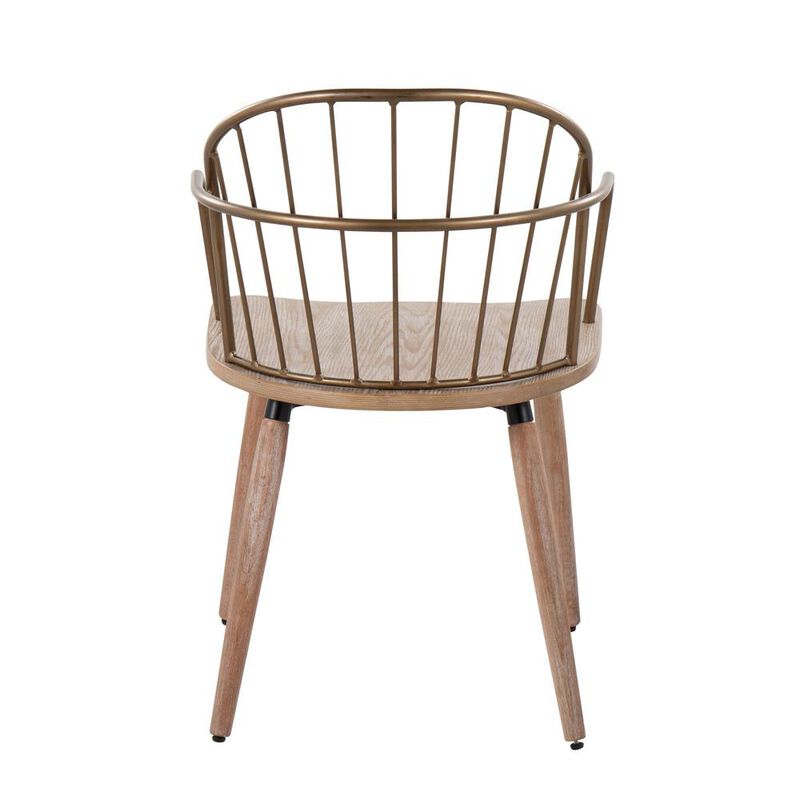 LumiSource Antique Copper Metal, White Washed Wood Riley Chair