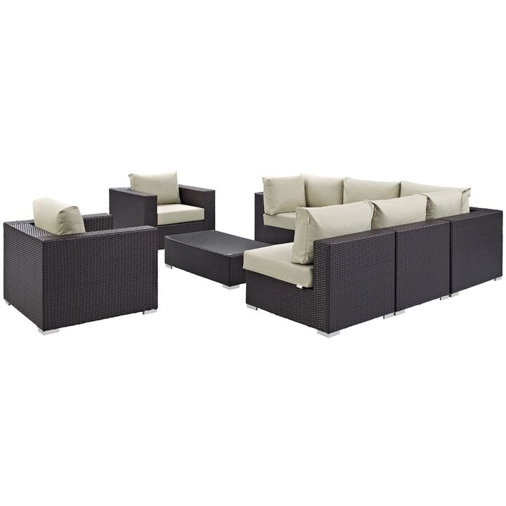 Convene Outdoor Sectional Set - Durable Rattan Weave, All-Weather Cushions, Versatile Furniture for Patio, Backyard, Poolside. Includes Coffee Table, Armless Sections, Armchair Sections, Corner Sections.