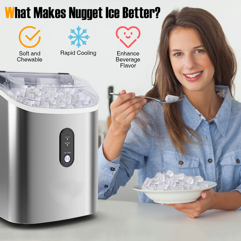 Countertop Nugget Ice Maker with Soft Chewable Pellet Ice for Home or Office Use
