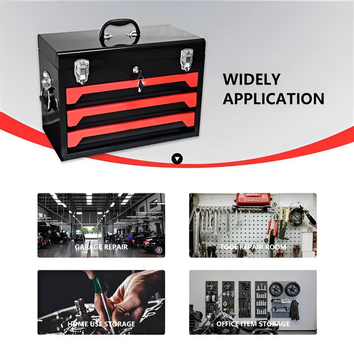 Heavy-Duty Tool Box with 3 Drawers for Easy Access and Storage