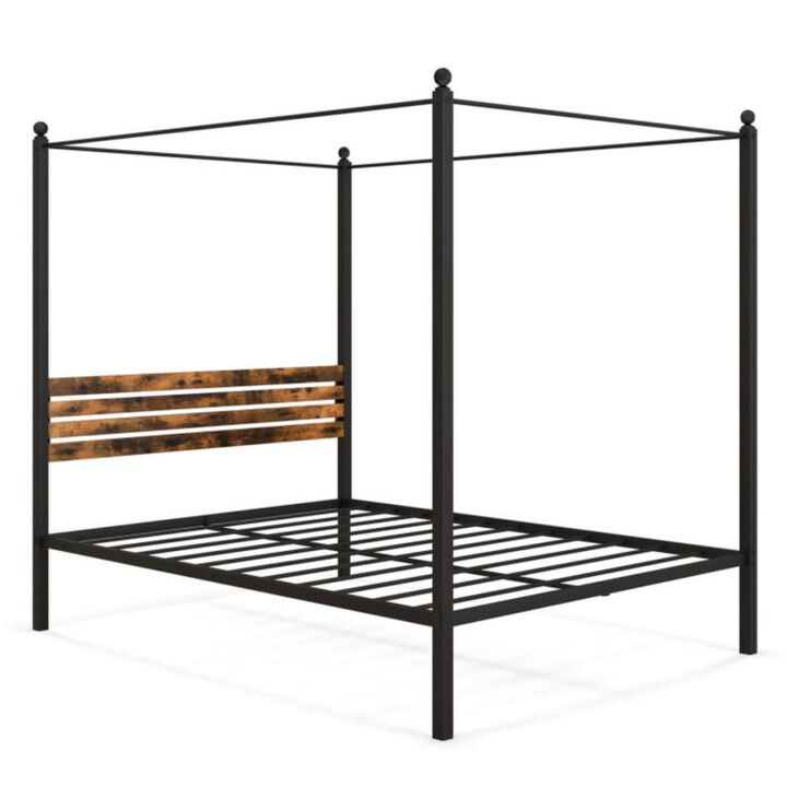 Hivvago Canopy Bed Frame with Under Bed Storage