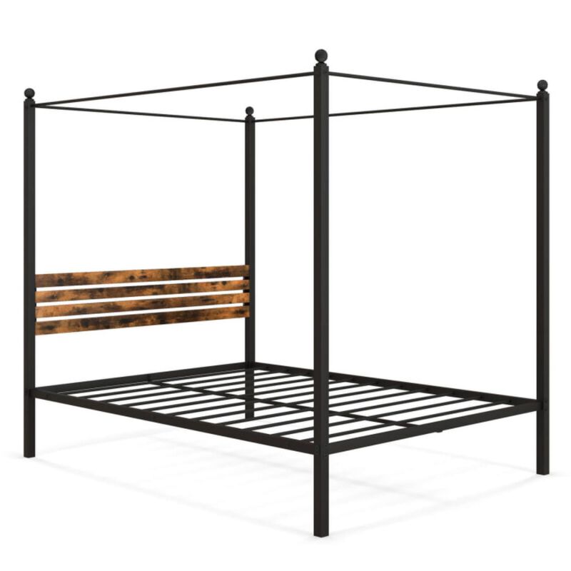 Hivvago Canopy Bed Frame with Under Bed Storage