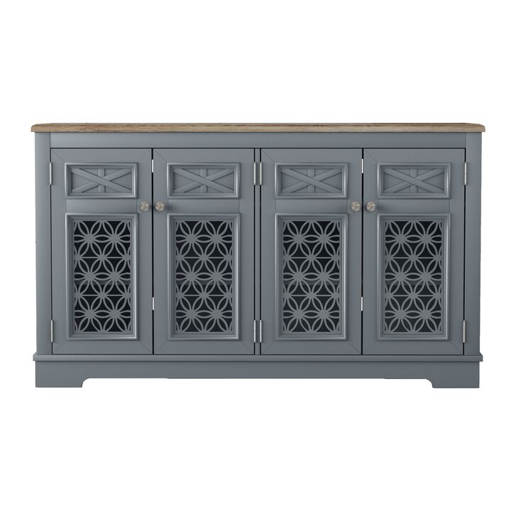 FESTIVO Farmhouse Buffet Cabinet with Glass Doors and Adjustable Shelves