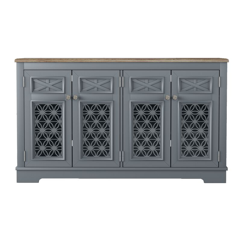 FESTIVO Farmhouse Buffet Cabinet with Glass Doors and Adjustable Shelves