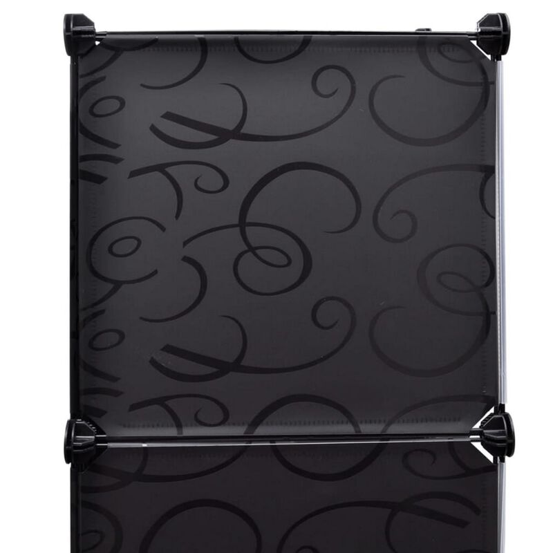 Modular Cabinet, 8 Storage n Hanging Compartments, Black White 59 Inch - Benzara