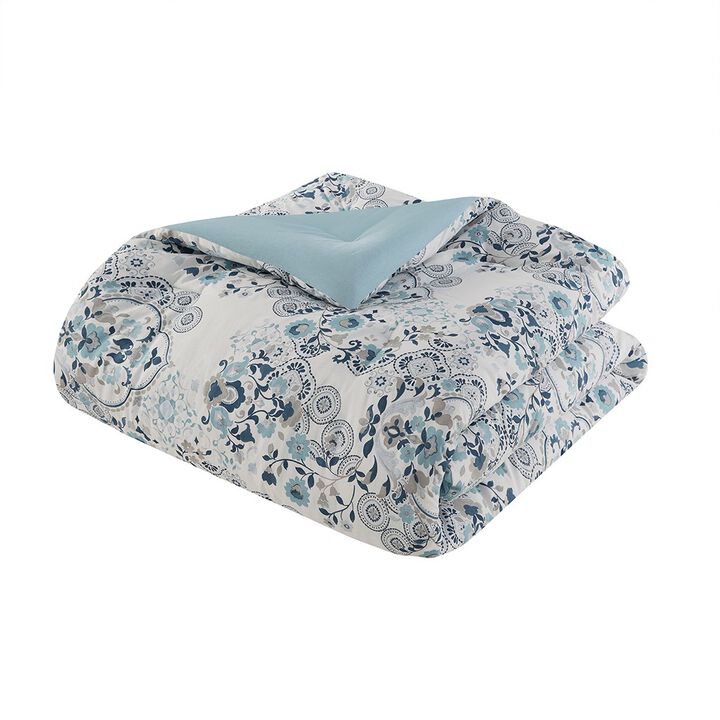 Gracie Mills Candice 3 Piece Floral Printed Cotton Comforter Set