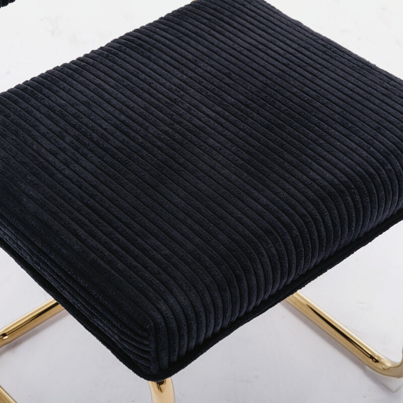 2 Modern Black Corduroy Dining Chairs