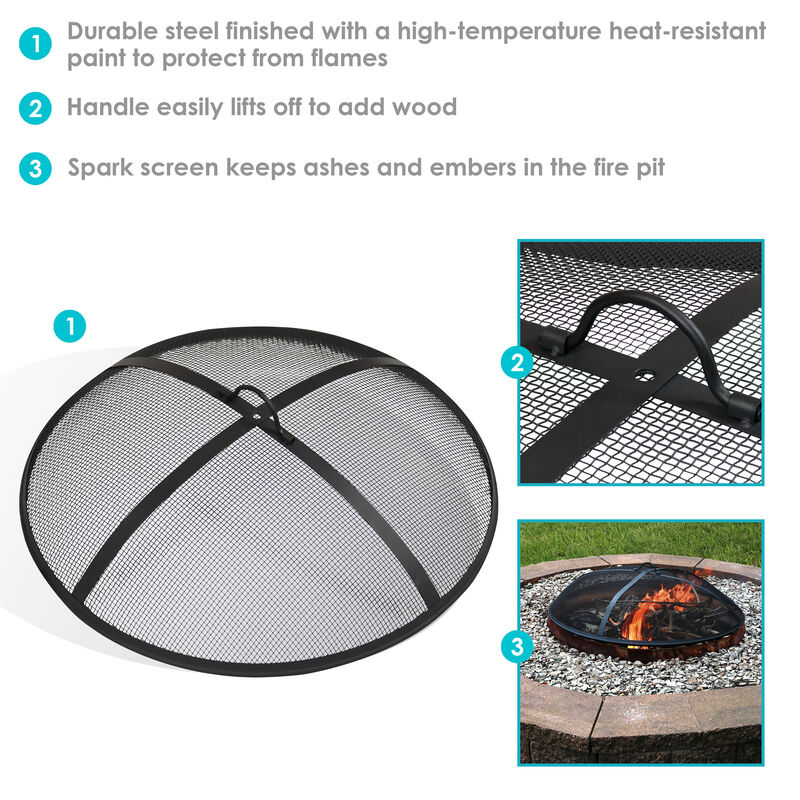 Sunnydaze Steel Round Fire Pit Spark Screen