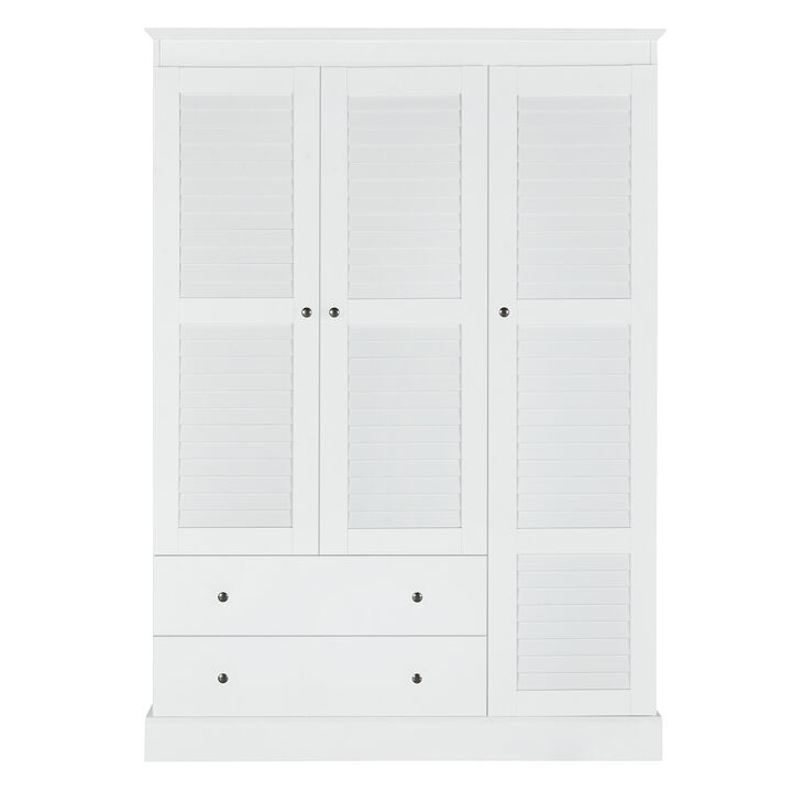 Merax 3 Shutter Door Wardrobe Armoire Closet with 2 Drawers