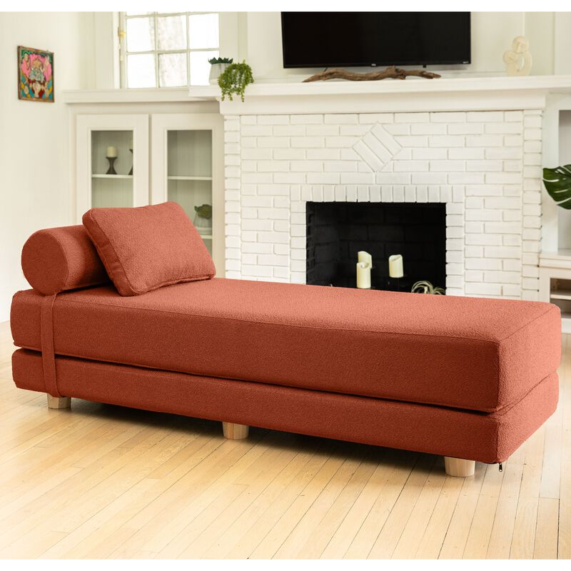 Jaxx Avida Daybed � Fold Out Queen Sleeper � Premium Boucle: Sleek and Modern Lounge for Relaxing and Overnight Guests