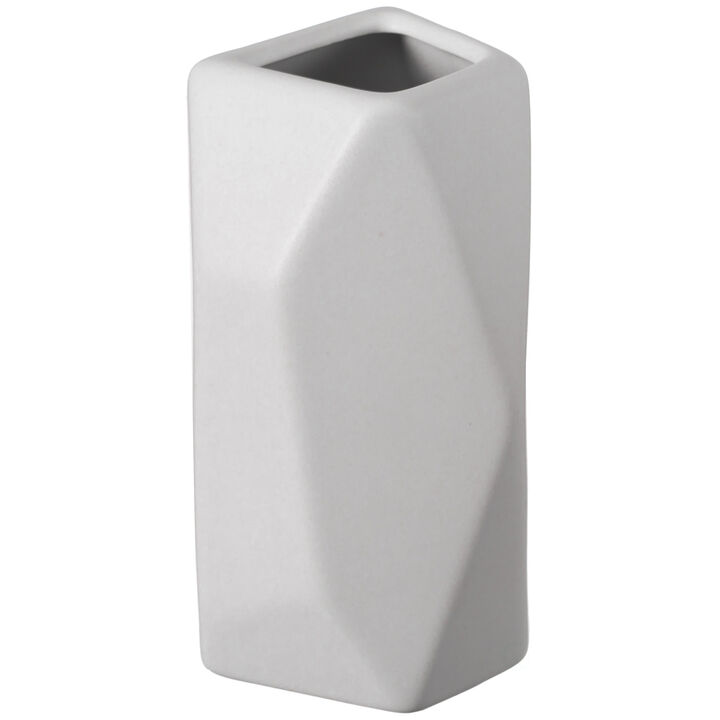 8" H Decorative Ceramic Multi Paned Vase, Modern Style Centerpiece Table Vase White, Medium