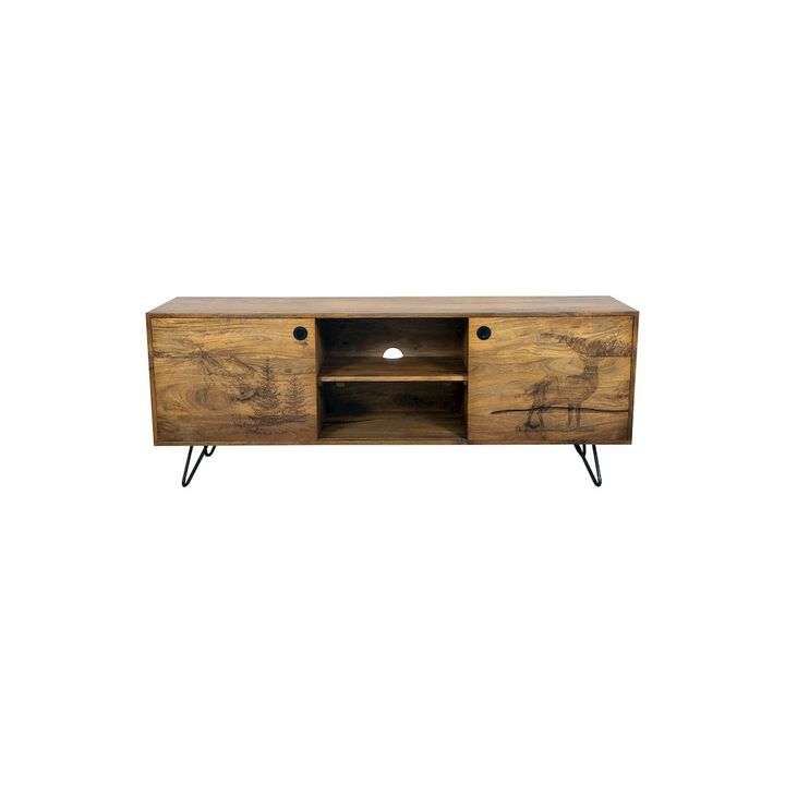 Porter Designs Alpine Solid Wood TV Stand, Natural