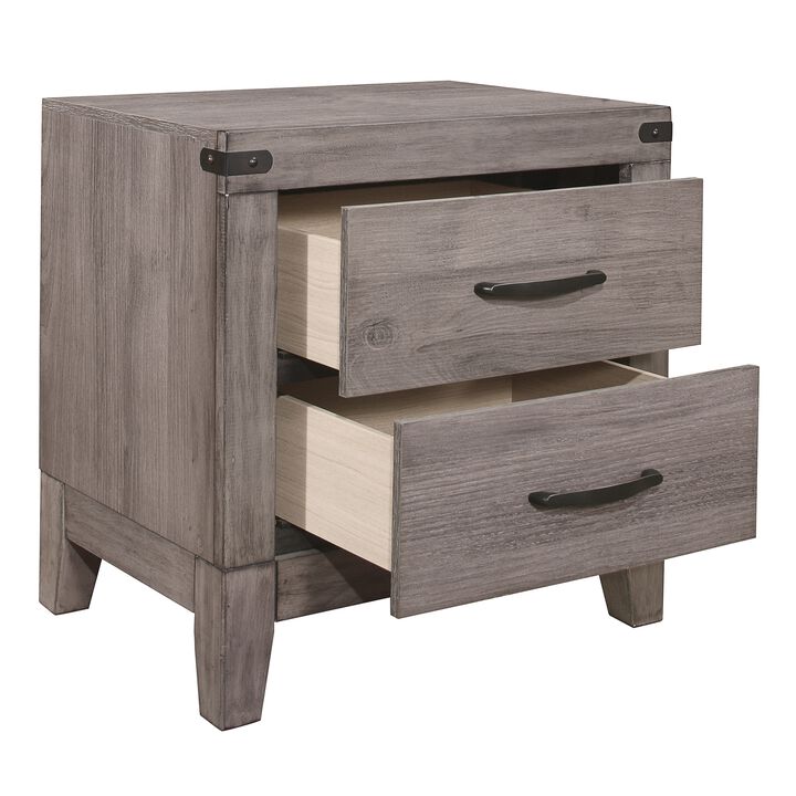 Streamdale Modern Nightstand with 2 Drawers, Brownish Gray Finish