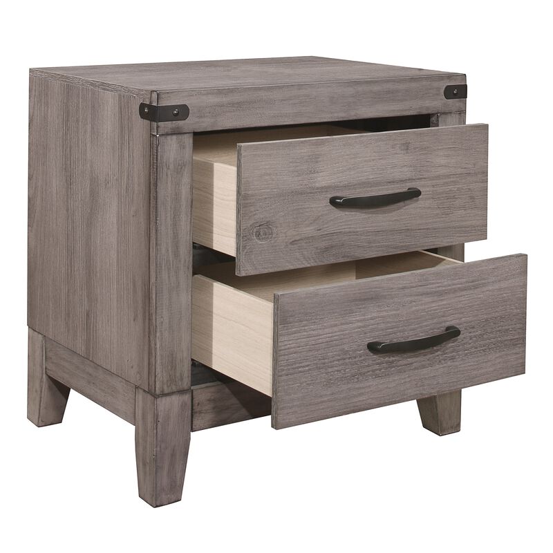 Streamdale Modern Nightstand with 2 Drawers, Brownish Gray Finish