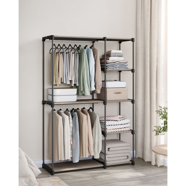Freestanding Closet Organizer, Portable Wardrobe with Hanging Rods