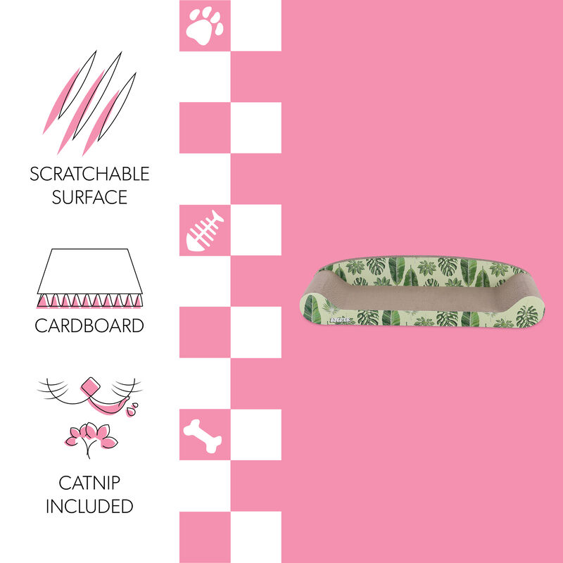 Montego Coastal Patterned Cardboard Lounge Bed Cat Scratcher with Catnip