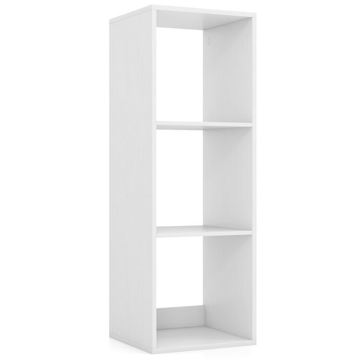 3 Cube Bookshelf with Back Guardrail for Living Room Bedroom