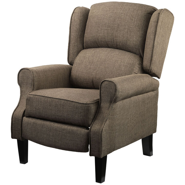 HOMCOM Vibrating Massage Recliner Chair for Living Room, Reclining Wingback Single Sofa with Heat, Linen Fabric Push Back Accent Chair with Footrest, Side Pocket, Brown
