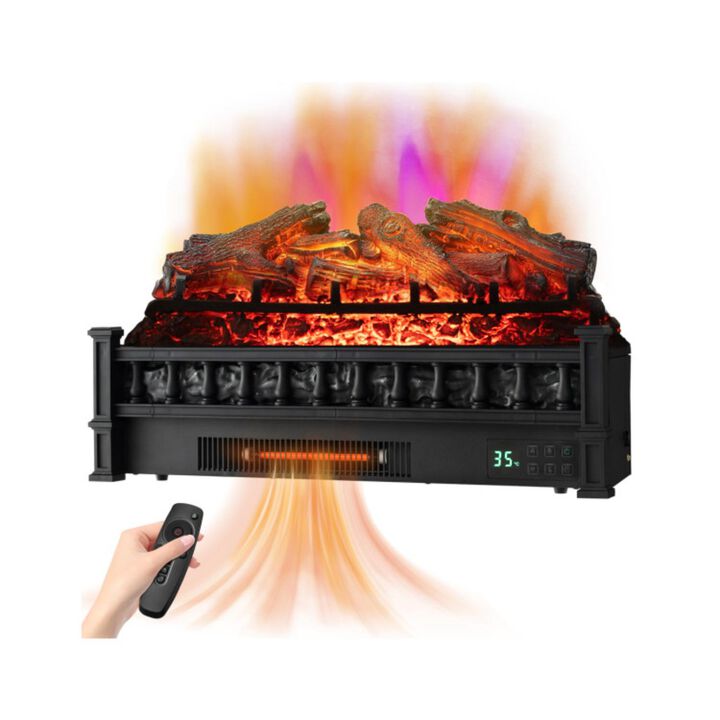 Hivvago 26 Inch Electric Fireplace Heater with Remote Control and Realistic Lemonwood Ember Bed-Black