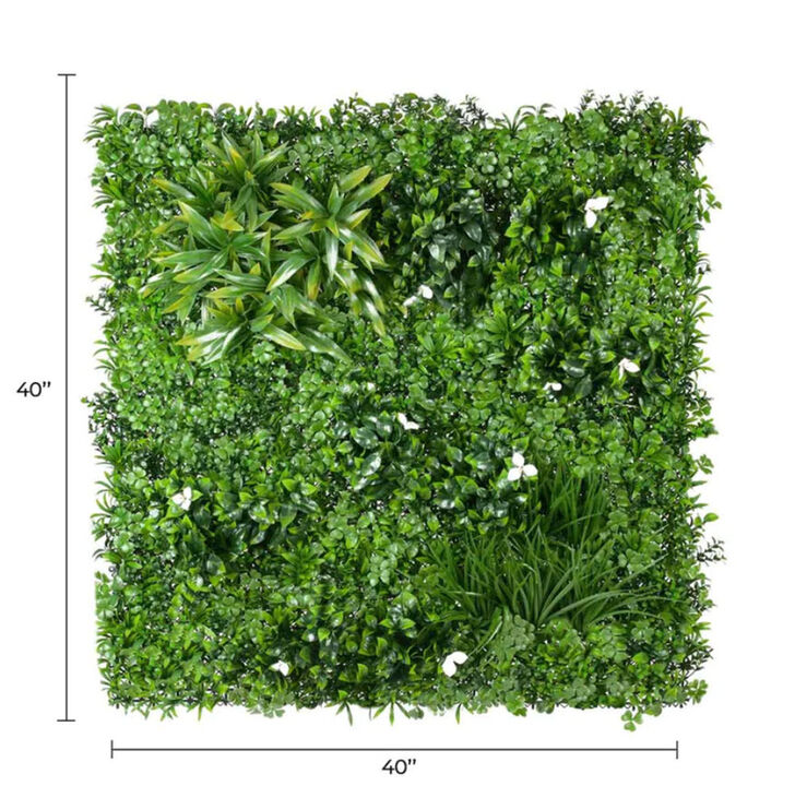 Luxury White Oasis Artificial Vertical Garden 40" x 40" 11SQ FT Commercial Grade UV Resistant