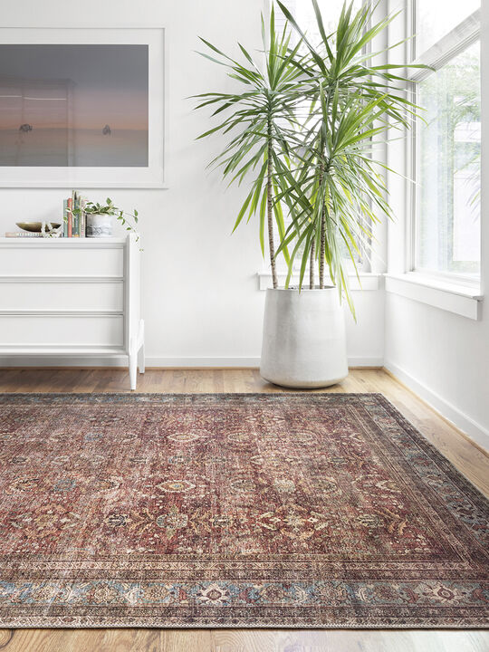 Layla LAY01 Brick/Blue 3'6" x 5'6" Rug by Loloi II