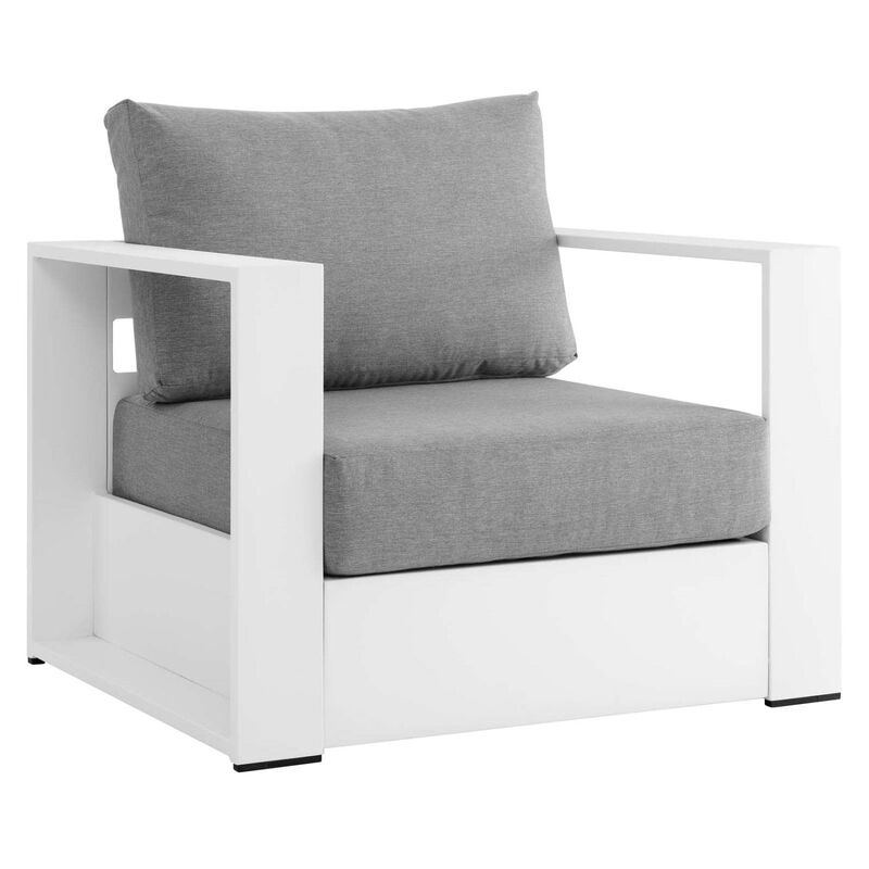 Modway Tahoe 4-Piece Fabric/Powder-Coated Aluminum Outdoor Set in Gray/White