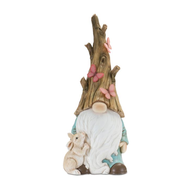 Tree Trunk Gnome Statue for Garden Décor, Outdoor Landscaping, and Whimsical Home Accents