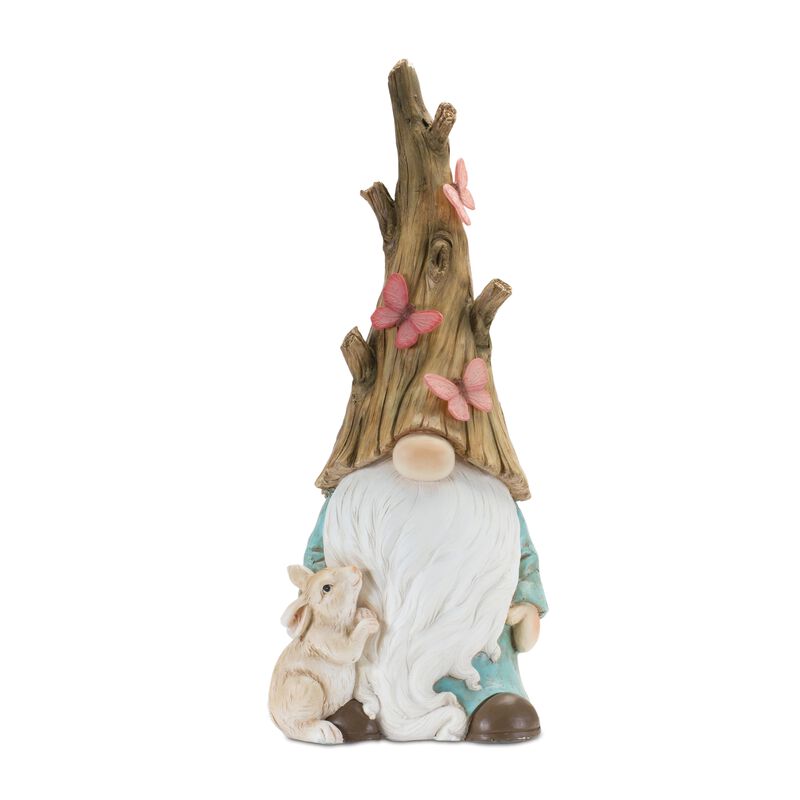 Tree Trunk Gnome Statue for Garden Décor, Outdoor Landscaping, and Whimsical Home Accents