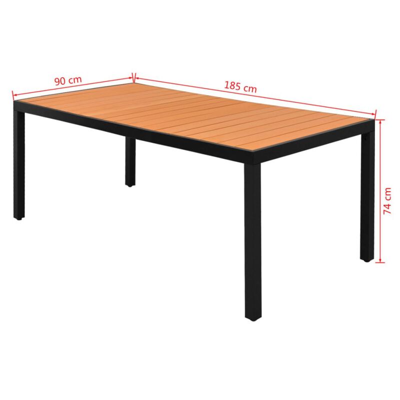 vidaXL Garden Table Brown 72.8"x35.4"x29.1" Aluminium and WPC