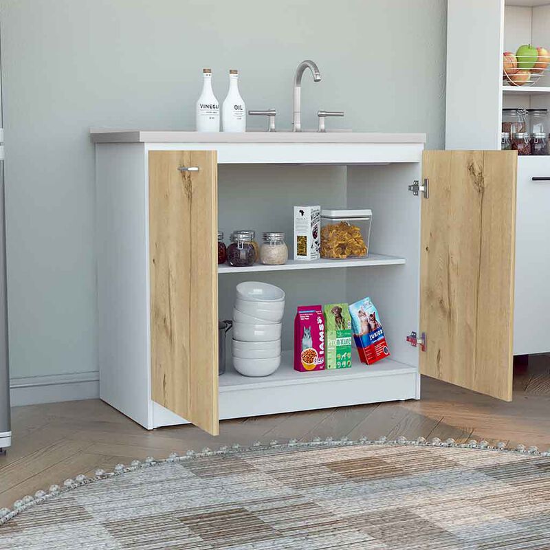 Utility Sink Vernal, Kitchen, White / Light Oak