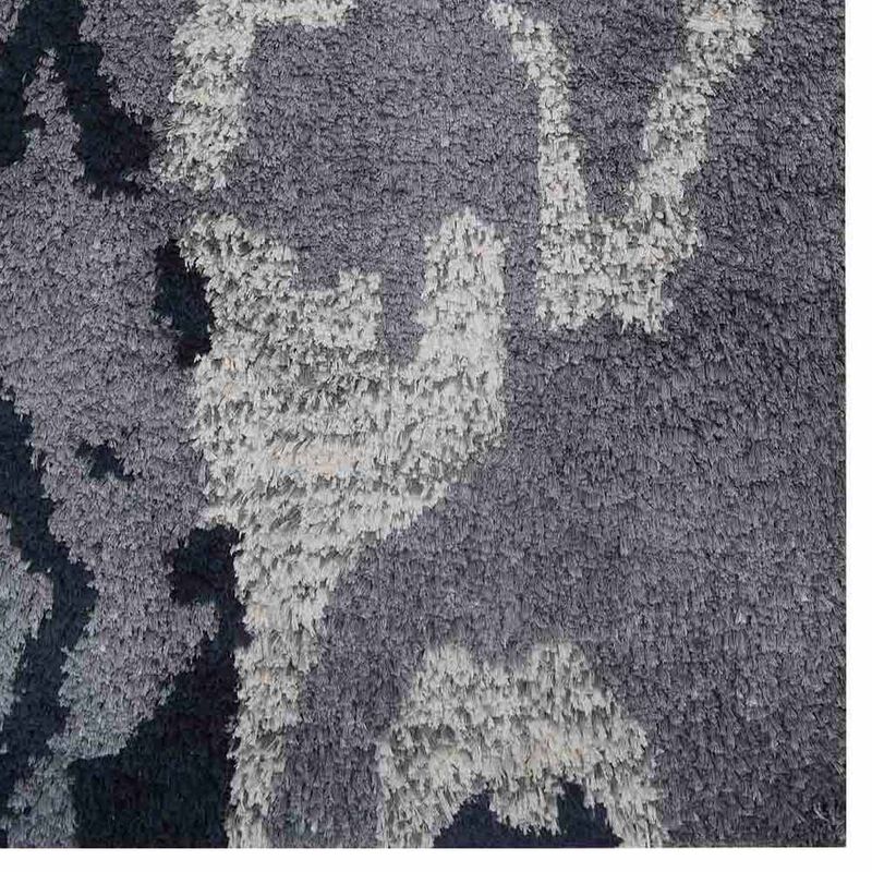 Rugsotic Carpets Hand Knotted Silk 5'x8' Area Rug Abstract Gray White NS3301