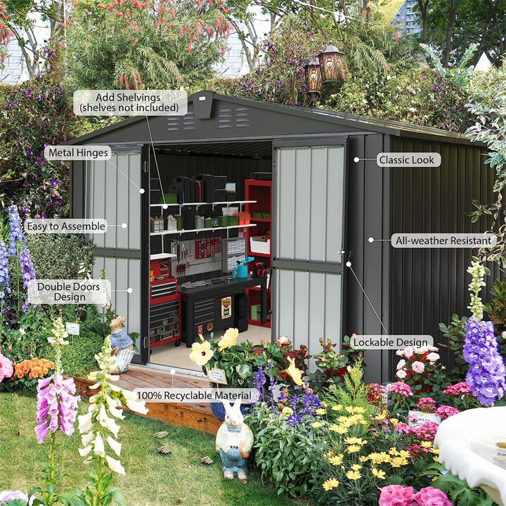 Metal Outdoor Storage Shed: 10'x8' With Lockable Door