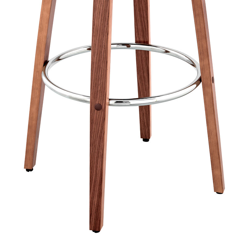 26 Inch Leatherette Barstool with Curved Back, Gray and Brown-Benzara