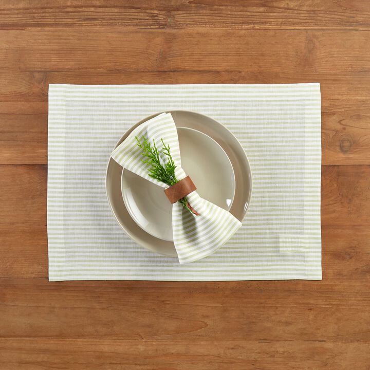 Solino Home 100% Pure Linen Cloth Napkins 20 x 20 Inch Set of 4 Dinner Napkins | Narrow Stripe