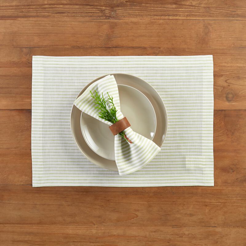 Solino Home 100% Pure Linen Cloth Napkins 20 x 20 Inch Set of 4 Dinner Napkins | Narrow Stripe