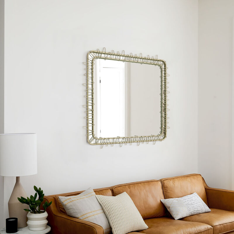 Gold Metal Frame 30.2-In Square Accent Wall Mirror