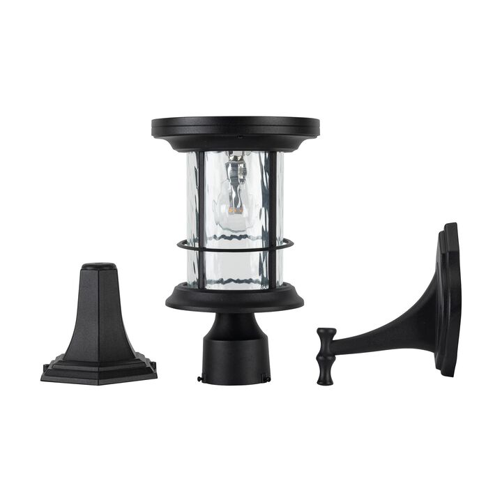 Silo Solar Light w/GS Solar Light Bulb - Wall/Pier/3" Fitter Mounts - Black