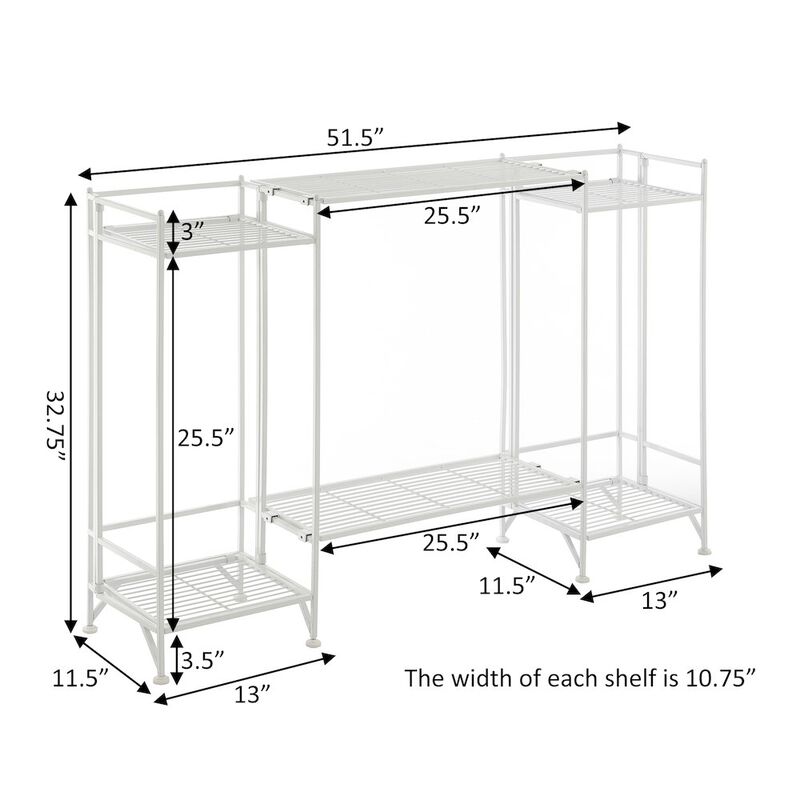 Convenience Concepts Xtra Storage 2 Tier Tall Folding Metal Shelves with Set of 2 Extension Shelves