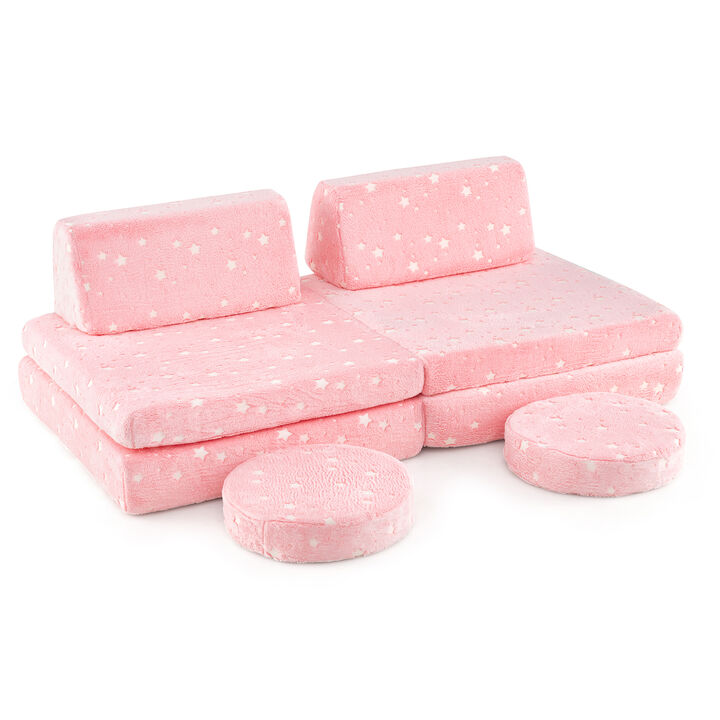 Modular Kids Play Couch Set Glow in the Dark with Portable Handles